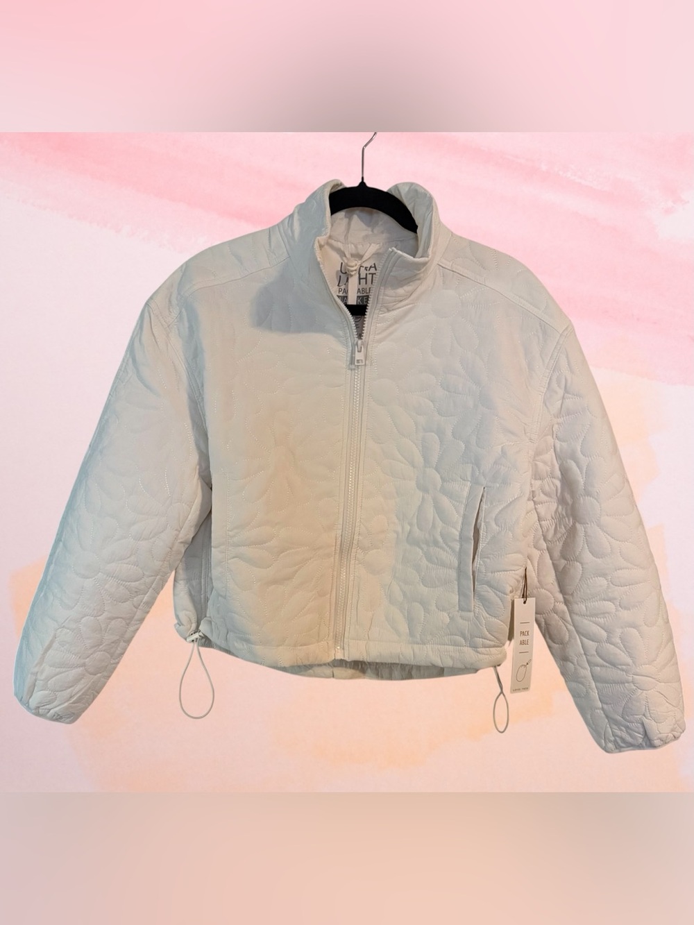 NWT Lightweight White Quilted Packable Women's Jacket
